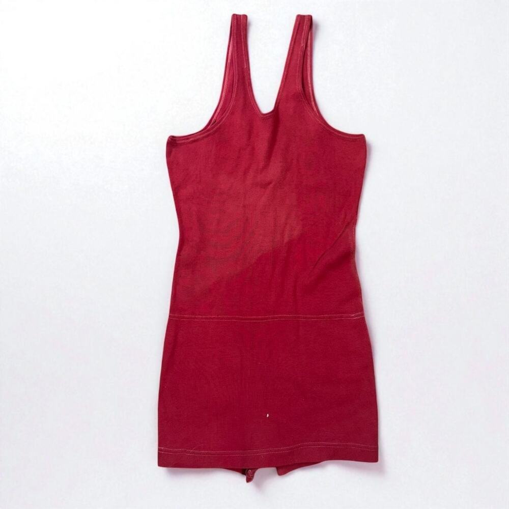 Vintage Antique 1930s Red Cotton Swimming Suit Women's Skort Stretch Small
